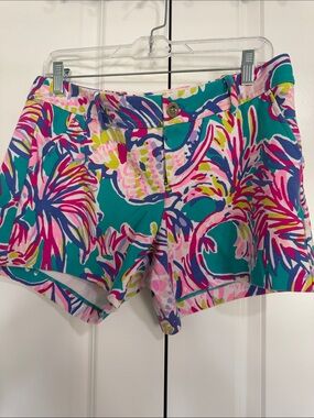 Lilly Pulitzer Teal Pink Purple Floral Jean Shorts